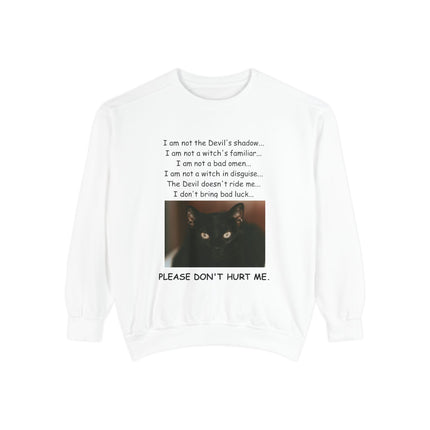 Unisex Sweatshirt – Thoughtful Black Cat Design – Garment-Dyed