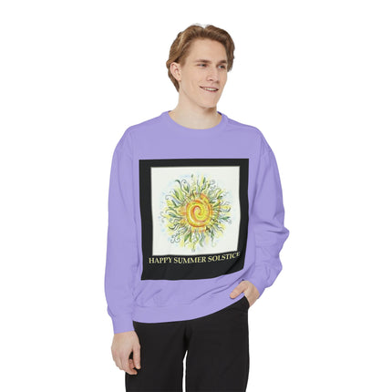 Happy Summer Solstice Unisex Sweatshirt - Cozy Garment-Dyed Apparel for Seasonal Celebrations