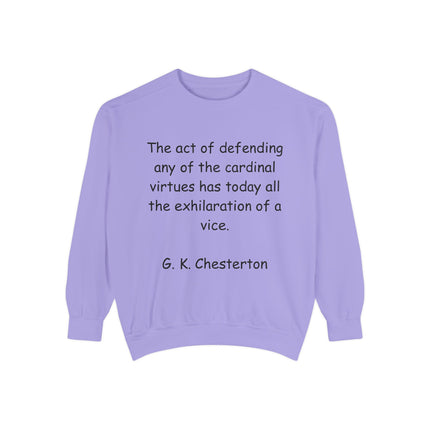 Cardinal Virtues Sweatshirt – Chesterton Quote | Bookish Gift