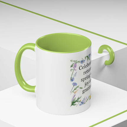 Spring Gratitude Coffee Mug — "Celebrate the return of spring with joy and gratitude"