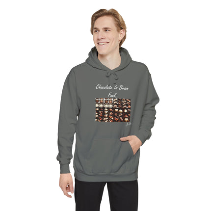 Chocolate Lover Hoodie — "Chocolate Is Brain Fuel" Photo Print