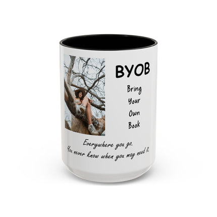 BYOB "Bring Your Own Book" Coffee Mug — Reading Lover Gift (11/15oz)