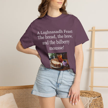 Lughnasadh Feast T-Shirt – “The bread, the brew, and the bilberry mousse!”