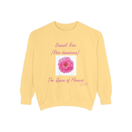 Unisex Floral Sweatshirt - Damask Rose Design - The Queen of Flowers
