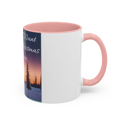 Christmas Peace Accent Mug | 11oz Ceramic Cup with Quote & Sunset