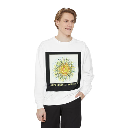 Happy Summer Solstice Unisex Sweatshirt - Cozy Garment-Dyed Apparel for Seasonal Celebrations