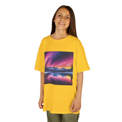Kids Tee — Colorful Northern Lights Mountain Print