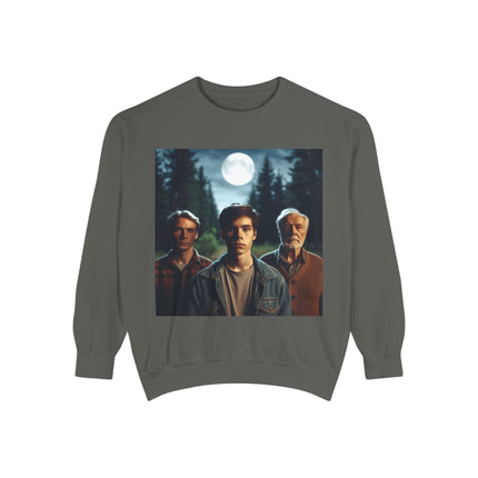Unisex Garment-Dyed Sweatshirt - Vintage Forest Vibes Graphic