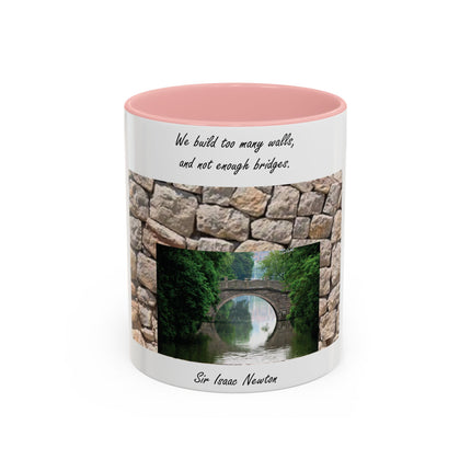 Newton Quote Accent Mug – 11oz Ceramic Cup with Bridge Message