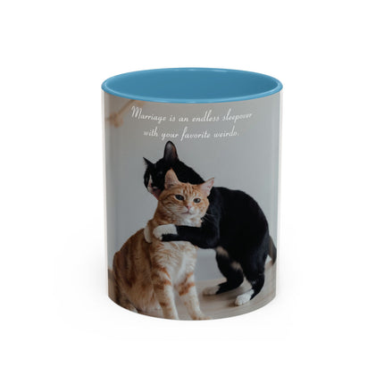 Cat Lovers Accent Mug – 11oz Ceramic Cup with Sleepover Quote
