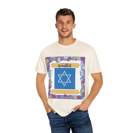 Happy Hanukkah Tee – Unisex Garment-Dyed Shirt for the Festival of Lights