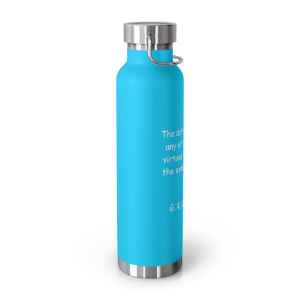 Inspirational Copper Vacuum Insulated Bottle - 22oz with Quote by G. K. Chesterton