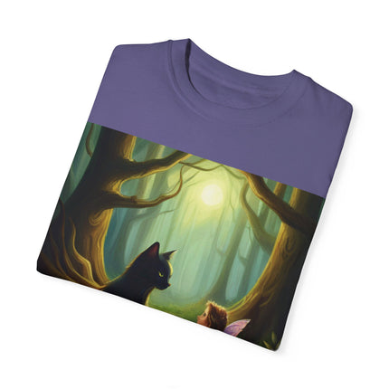 Whimsical Fairy & Cat Tee – Nature-Inspired Unisex Graphic Shirt