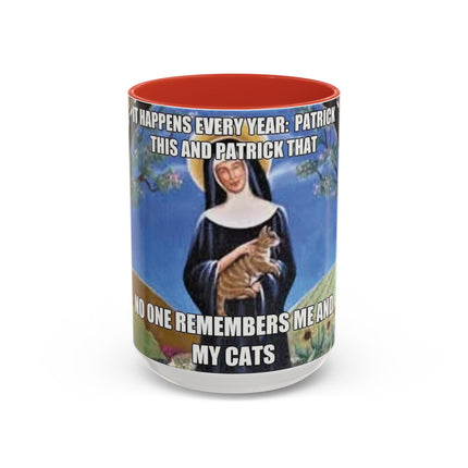 Accent Coffee Mug – Cat & Saint Humor – 15oz Gift Idea
