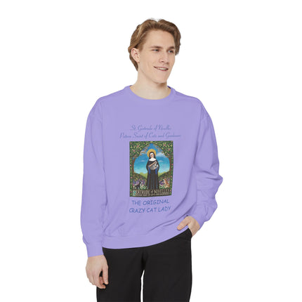 St. Gertrude Sweatshirt — "Patron Saint of Cats and Gardeners" Design