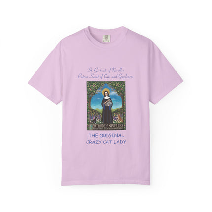 Unisex Crazy Cat Lady T-Shirt - Saint Gertrude of Nivelles Design