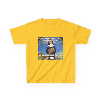 Funny Kids Cat Meme Tee – ‘No One Remembers Me and My Cats’