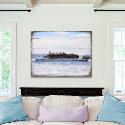 Rock at the Shore Wooden Coastal Wall Art by Nature Wonders - Coastal Sea-Life Decor - 95252-2B-0