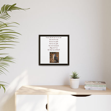 Framed Matte Canvas - 'A Wise Old Owl' Decorative Wall Art (Owl Poem)