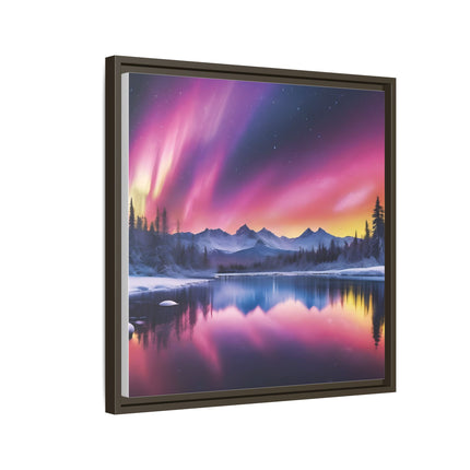 Framed Matte Canvas - Aurora Lake Landscape Wall Art