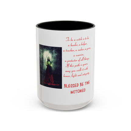 Blessed Be the Witches Accent Coffee Mug — Witchcraft Poem, Gothic Pagan Gift