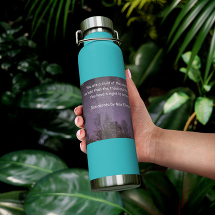Inspirational Copper Insulated Water Bottle - 22oz with Motivational Quote