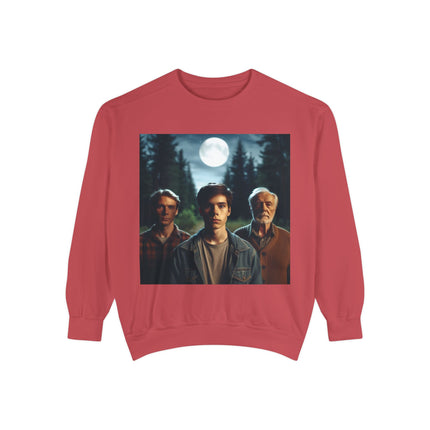 Unisex Garment-Dyed Sweatshirt - Vintage Forest Vibes Graphic