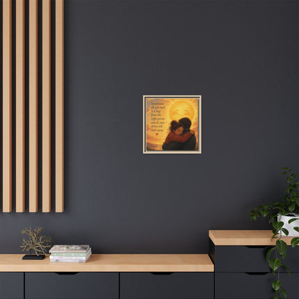 Sunshine Hug Framed Canvas — "Sometimes all you need is a hug" Wall Art