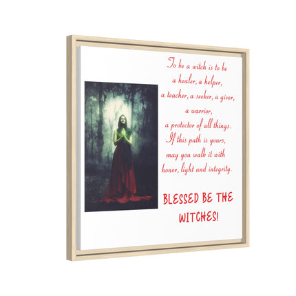Blessed Be the Witches Framed Canvas Art — Witchy Inspirational Quote Wall Decor