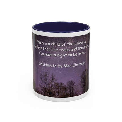 Inspirational Starry Night Coffee Mug — "You are a child of the universe" Quote