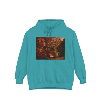 Autumn Leaves & Cider Hoodie — Cozy Fall Sweatshirt with 'Autumn Speaks' Still Life Design