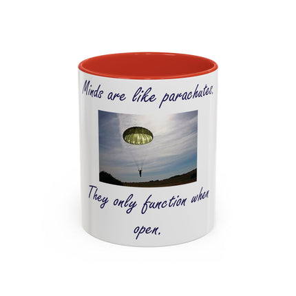 Parachute Quote Accent Mug – 11oz Ceramic Cup for Open Minds