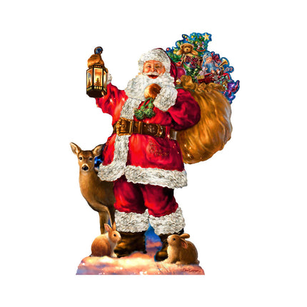 Woodland Santa Wall Door Hanger by D. Gelsinger - Christmas Santa Snowman Decor - 8461028H-1105-4