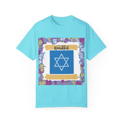Happy Hanukkah Tee – Unisex Garment-Dyed Shirt for the Festival of Lights