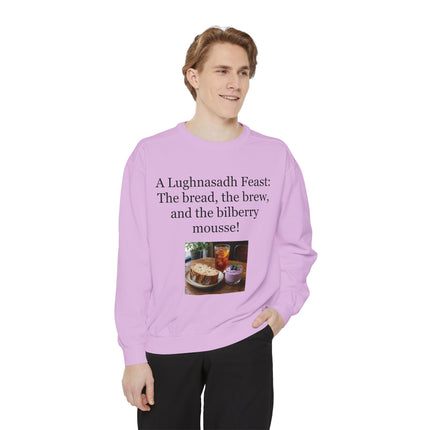 Lughnasadh Feast Sweatshirt — "The bread, the brew, and the bilberry mousse!"