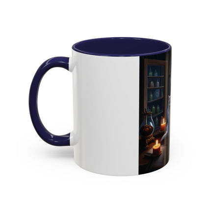 Cozy Cat Accent Mug – 11oz – Candlelight & Moonlight for Book Lovers