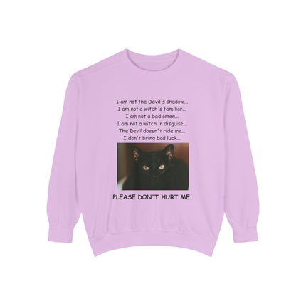 Unisex Sweatshirt – Thoughtful Black Cat Design – Garment-Dyed