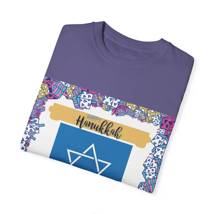 Happy Hanukkah Tee – Unisex Garment-Dyed Shirt for the Festival of Lights