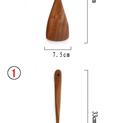 Teak Natural Thai Wood Tableware Spoon Ladle Turner Kitchen Tool Set-6
