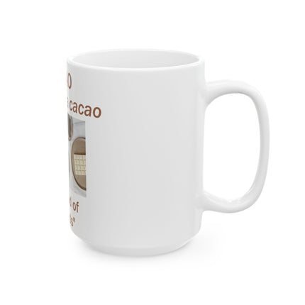 Cacao Theobroma Ceramic Mug – 15oz “Food of the Gods” Gift