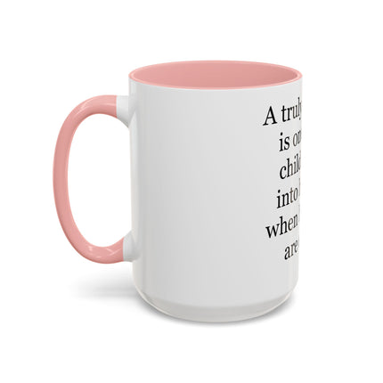Accent Coffee Mug — "A Truly Rich Man" Inspirational Family Quote Mug