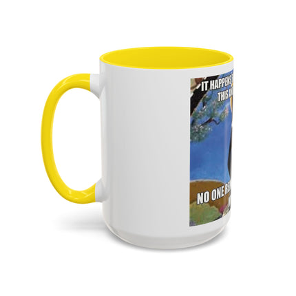 Saint with Cats Coffee Mug – "No One Remembers Me and My Cats" Accent Mug