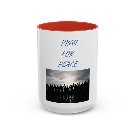 Pray for Peace Accent Coffee Mug — Inspirational Religious Prayer Mug (11/15oz)