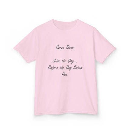 Carpe Diem Kids Tee – “Seize the Day… Before It Seizes You” – Heavy Cotton