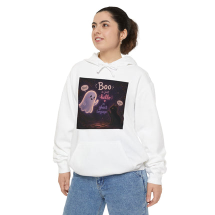Cute Ghost 'Boo Is Just Hello' Halloween Hoodie