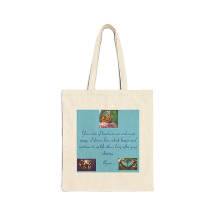 Inspirational Butterfly Quote Tote Bag — 'Your acts of kindness...' Cotton Canvas Market Tote