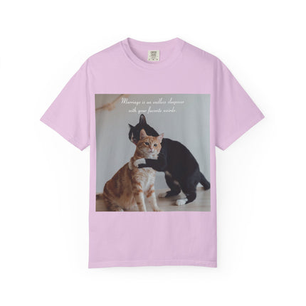 Cute Cat Lovers Unisex T-Shirt - "Marriage is an endless sleepover with your favorite weirdo"