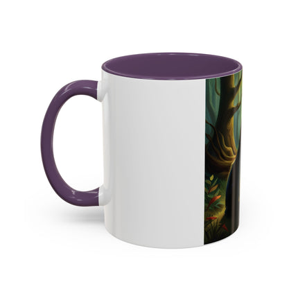 Enchanting Fairy & Cat Accent Mug – Fantasy Nature Design, 11oz