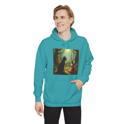 Magical Forest Fairy & Black Cat Hoodie — Enchanted Dusk Art