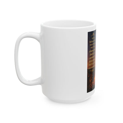 Wiccan Bonfire Ceramic Mug — "As the Beltane fires burn bright" Spiritual Pagan Tea Coffee Cup